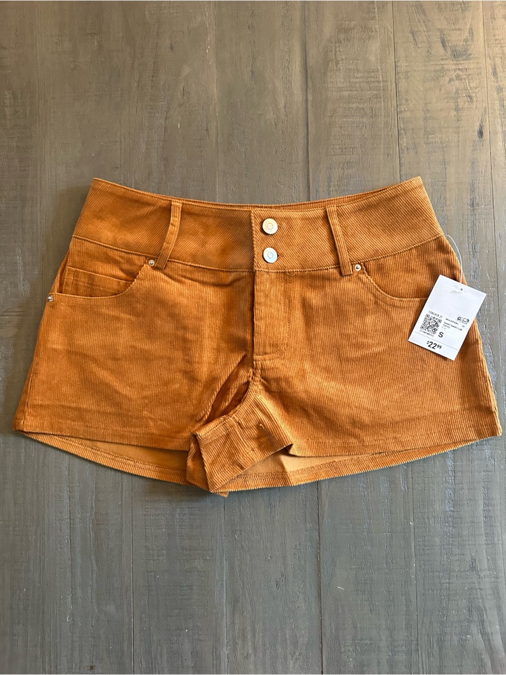 Forever 21 Corduroy Shorts Women's S Brown High Rise Button Fly 5-Pocket